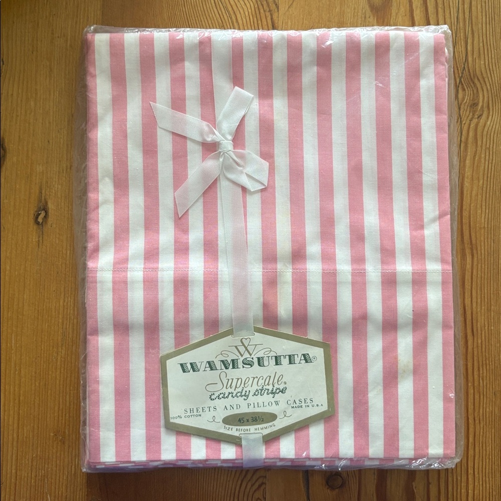 VTG & NWT Wamsutta Supercale Candy stripe sheets & pillow case - READ - NOS